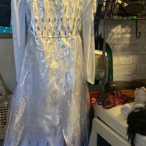 Elsa white and Blue Long Sleeve Dress